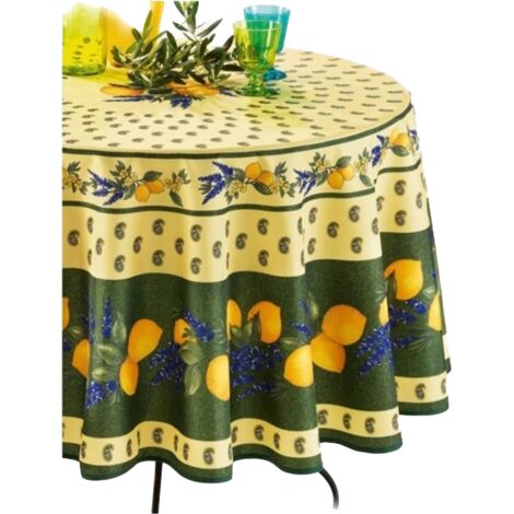Nappe Ronde Noël KnSam – 100 Cm, Coton Vert Avec Motif Arbre De Noël – Anti-taches Et Lavable