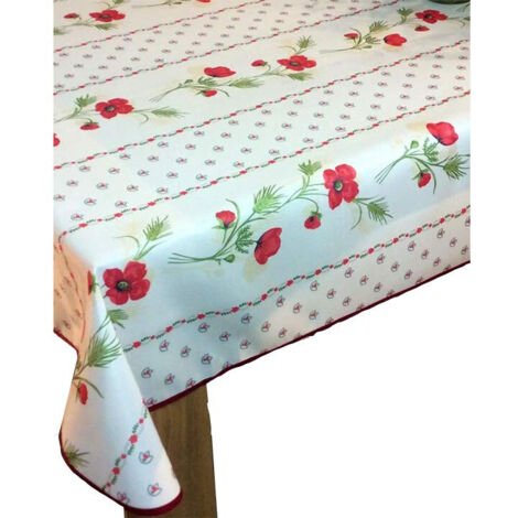 Nappe Provençale Tissu Rectangle ou Ronde - Coquelicot Anti-tâches - rouge - 240x150cm