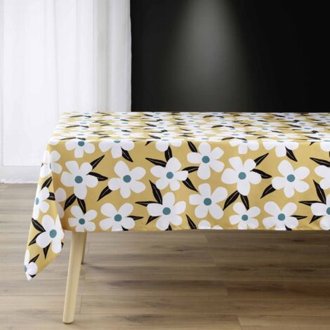 Nappe Rectangle (140 x 240 cm) Darcy Moutarde, Microfibre Imprimée - 140x240cm - Moutarde