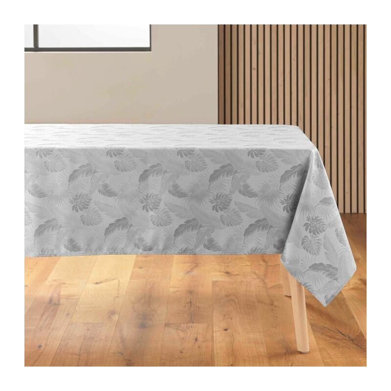 Nappe rectangle 140 x 250 cm jacquard enduit enola Gris