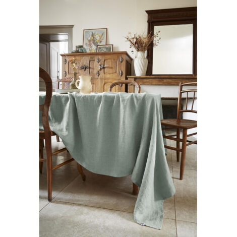 Nappe rectangle 170 x 250 cm lin lavé soline eucalyptus