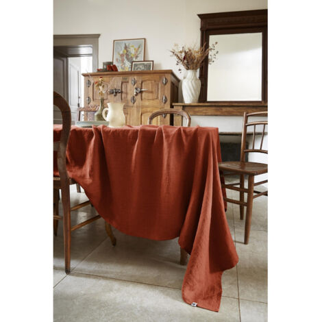 Nappe rectangle 170 x 250 cm lin lavé soline paprika Orange