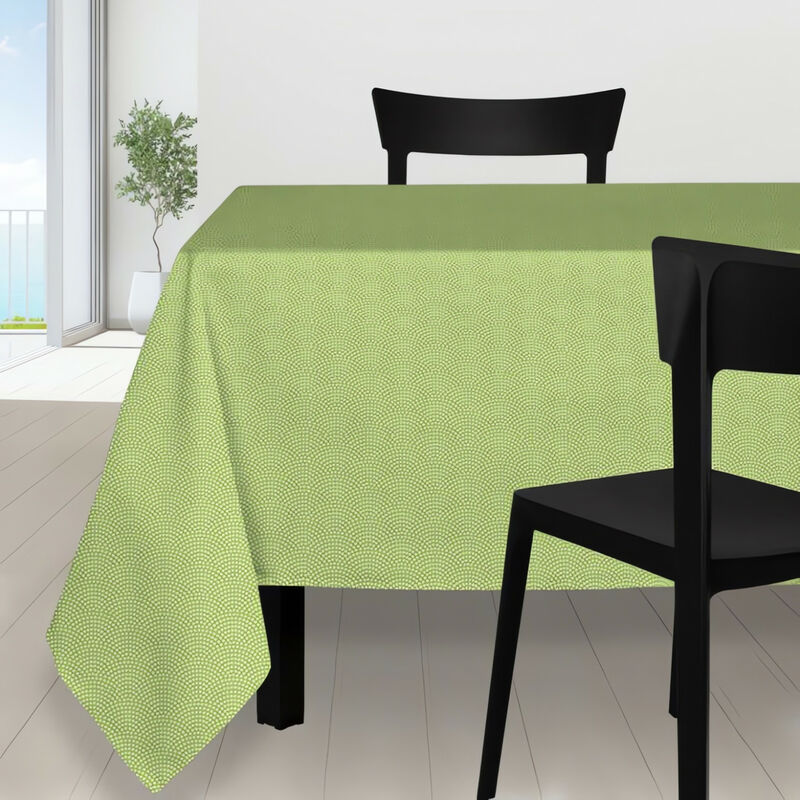 Nappe carrée 180x180 cm paon vert amande, par Soleil d'Ocre