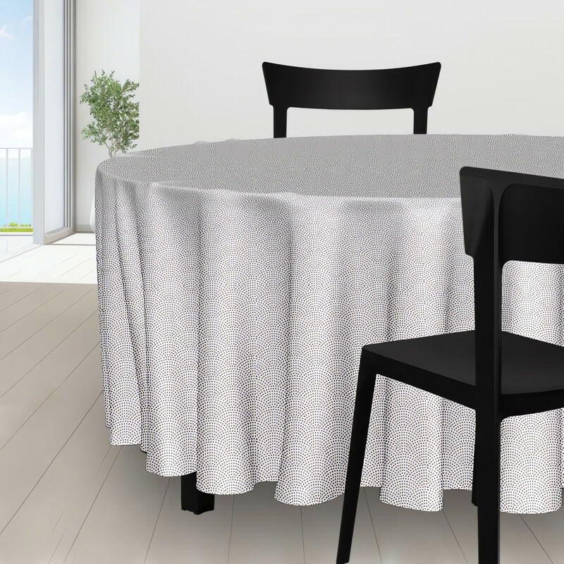 Soleil D Ocre - Nappe ronde diamètre 180 cm paon blanc, par Soleil d'Ocre