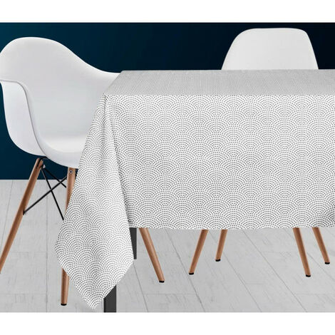 Nappe rectangle à motifs paon - Blanc - L 240 x l 140 cm - Livraison gratuite