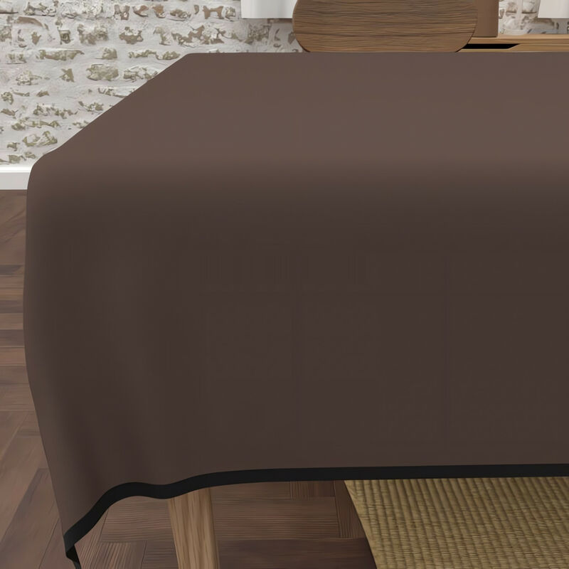 Soleil D Ocre - Nappe rectangle anti-tâches en microfibre lavée 160x270 cm boheme brun, par Soleil d'Ocre