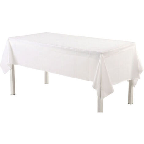 Nappe Rectangle Anti-tâches, PEVA, Blanc, 137x274 cm,Nappe de fête jetable, imperméable et résistante à l'huile