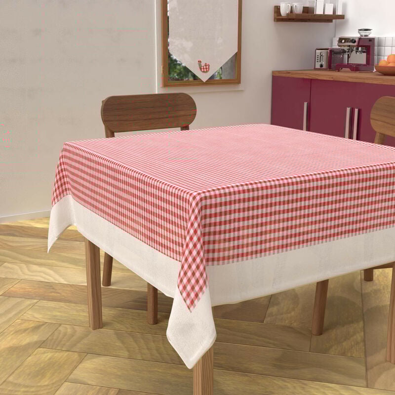 Nappe carrée anti-tâches en coton 140x140 cm VICHY, par Soleil d'Ocre