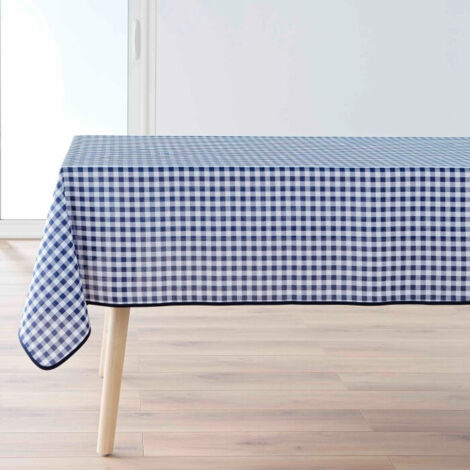 Nappe Rectangle Infroissable Vichy Bleu Antitache 150x200 cm
