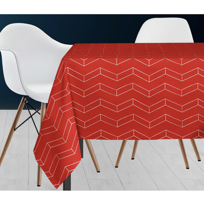 Nappe rectangle space, Rouge, par Soleil d'ocre - 140 x 300 cm - Rouge