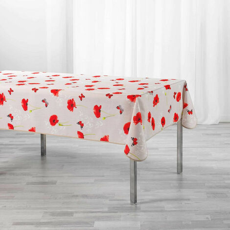 Nappe rectangle "Sweet poppy" à imprimé coquelicots - Rose/rouge - 150 x 240 cm - Livraison gratuite
