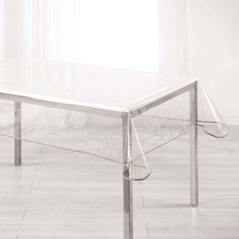 Nappe rectangle transparente ourlet coloré Taupe 140x240 cm