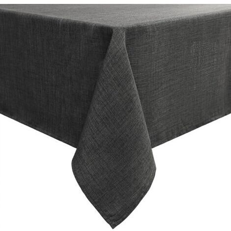 Nappe Rectangulaire 140 x 180 cm Aspect Lin Nappe Exterieur Impermeable Nappe de Table Anti Tache pour Manger, Jardin - Gris Foncé