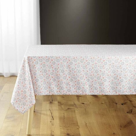 Nappe rectangulaire 140x240 cm Florelle corail microfibre