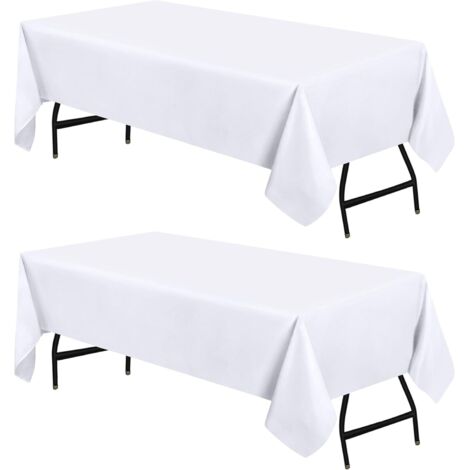 Nappe Rectangulaire - 153 x 260 cm (Lot de 2, Blanc) Lavable en Machine Housse de Table, Idéal pour Les Fêtes, Les événements, Les Mariages et Les Restaurants