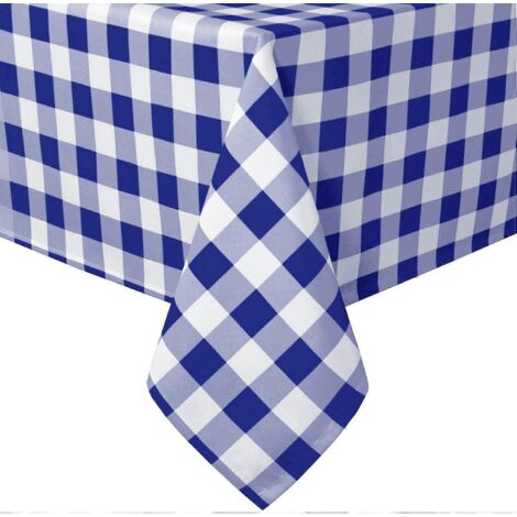 Nappe rectangulaire à carreaux bleu roi - Infroissable, antitache et imperméable