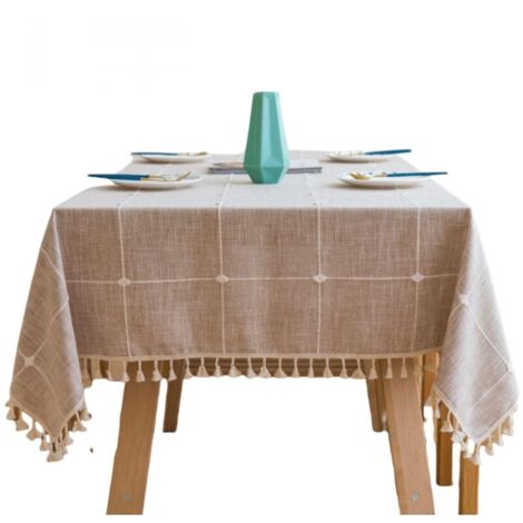 Nappe Rectangulaire Anti-Salissures 120x120 cm – Coton et Lin, Imperméable, Pour Cuisine, Jardin et Événements