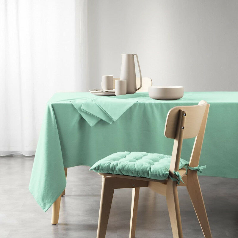 Nappe rectangle uni en coton recyclé 'Mistral' - Vert menthe - 140 x 240 cm - Livraison gratuite