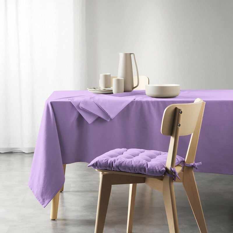 Nappe rectangle uni en coton recyclé 'Mistral' - Violet - 140 x 240 cm - Livraison gratuite