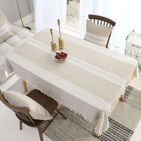 Nappe rectangulaire en coton et lin, infroissable et réutilisable