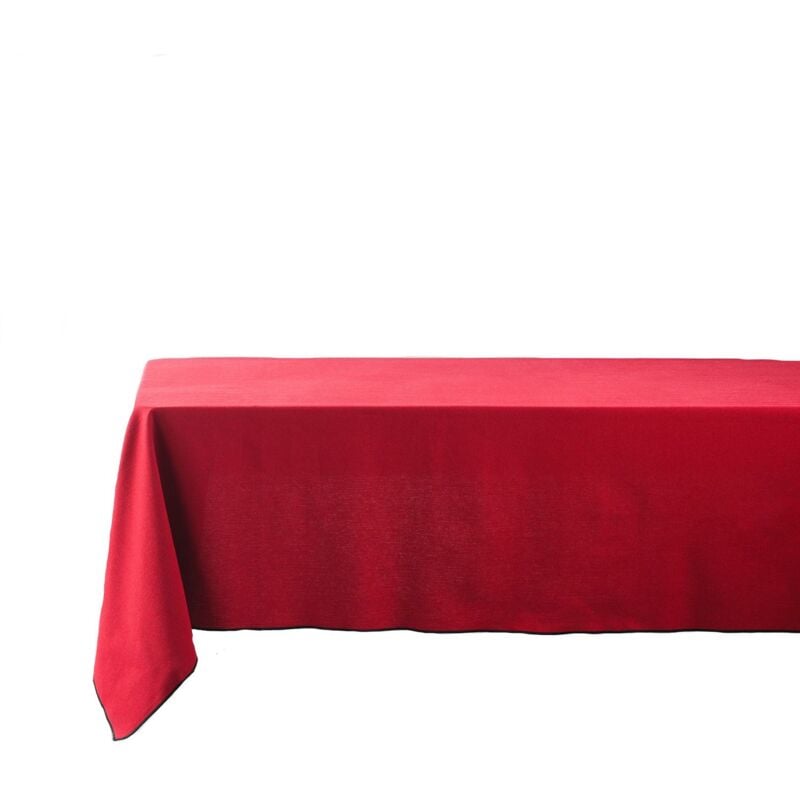 Douceur D'intérieur - Nappe rectangulaire en coton recyclé Anaïs - Dimensions : Longueur 240 cm x Largeur 140 cm x Hauteur 0.2 cm. - Rouge