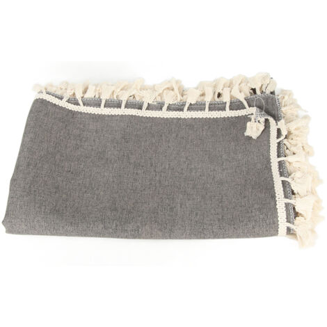 Nappe rectangulaire en fibre polyester avec frange dentelle, couverture de table décorative pour maison, restaurant, hôtel, café - Gris 140x180cm