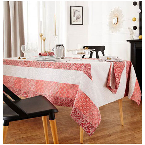 Nappe Rectangulaire Enduite "Mosaïque" Rouge 150x300 cm
