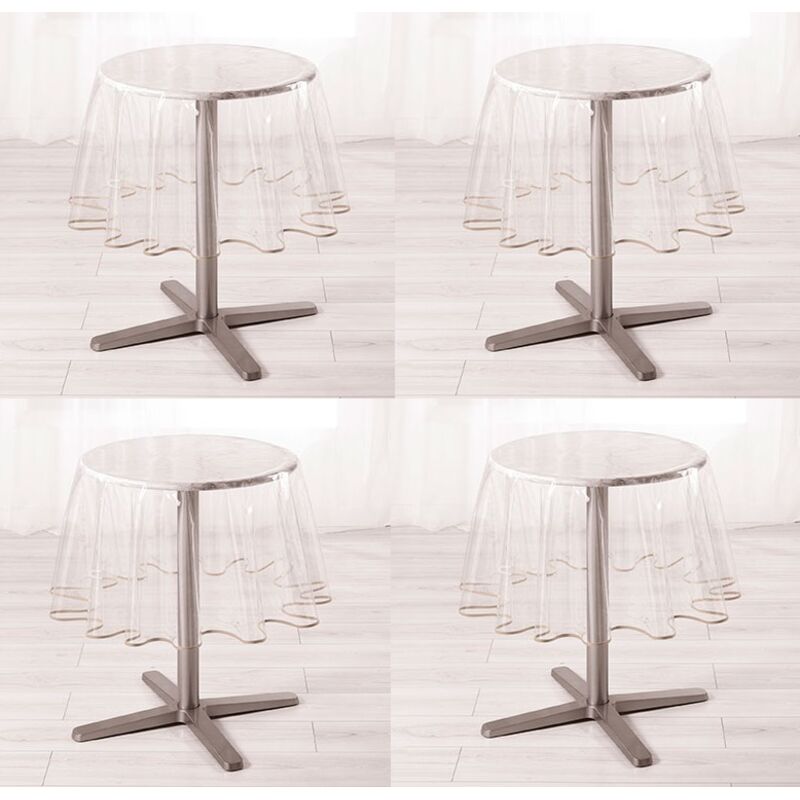 Nappe ronde transparente ourlet coloré Taupe 180x180 cm