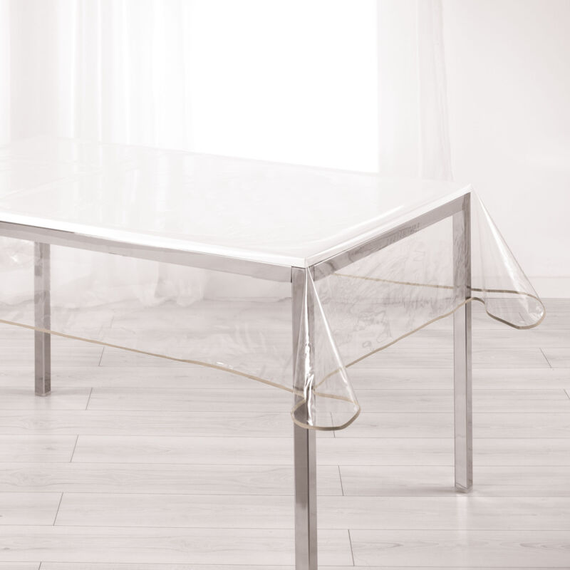 Nappe rectangle transparente ourlet coloré Taupe 140x240 cm