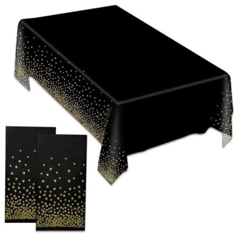 Nappe rectangulaire imperméable - 2 pièces - Motif pois dorés - 137x274 cm