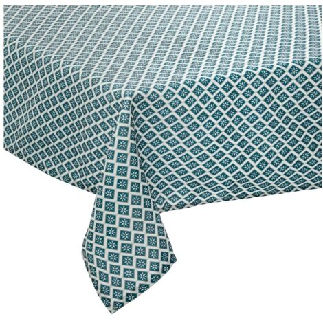 Nappe rectangulaire imprimée losanges graphiques vert bleu 140 x 240 cm