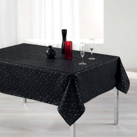 Nappe Rectangulaire Imprimée "Shantung" 150x240cm Noir
