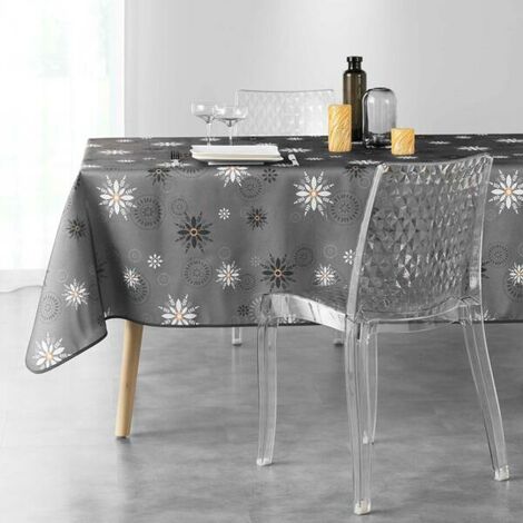 Nappe rectangulaire anti tache (L240 cm) Etnik Grise - Linge de table -  Eminza