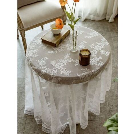 Nappe Rectangulaire Nappe en Dentelle Ronde Petite Table Ronde Nappe Nordique Rétro Blanc Nappe Dessert Table Couverture-Dentelle Rétro BlancNappe Ronde 140Cm