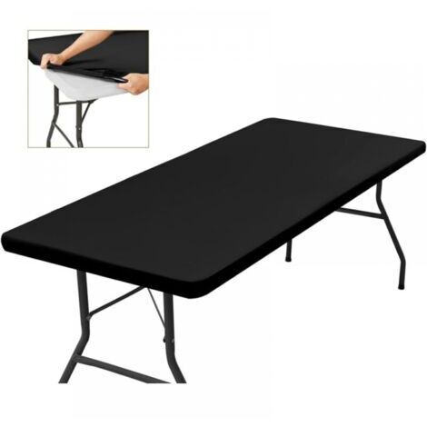 Nappe rectangulaire noire 182x76, extensible, élastique, lavable en machine, imperméable, parfaite pour le jardin, l'extérieur