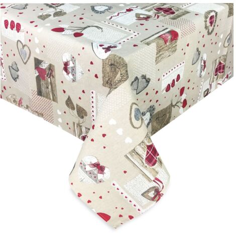 NAPPE RÉSISTANTE AUX TACHES RÉSINE TORINO Tyrolien HOUX Rouge Cm. 140x180 x6 personnes