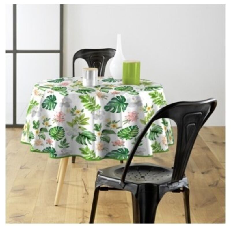 Nappe ronde avec motif végétal baleares, ø 160 cm, en plastique