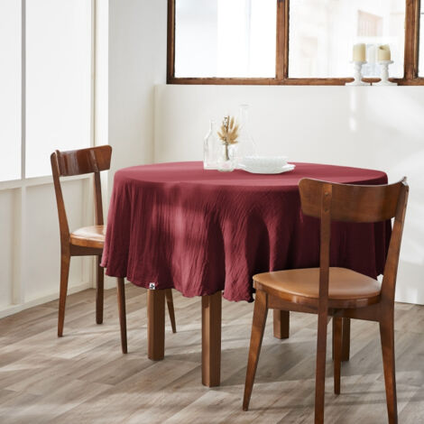 Nappe ronde (0) 180 cm gaze de coton unie gaïa Bordeaux