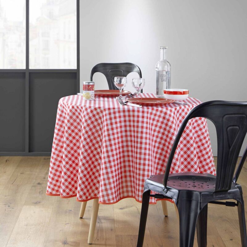 Douceur D'intérieur - Nappe ronde (0) 180 cm polyester fils teints vichy Rouge