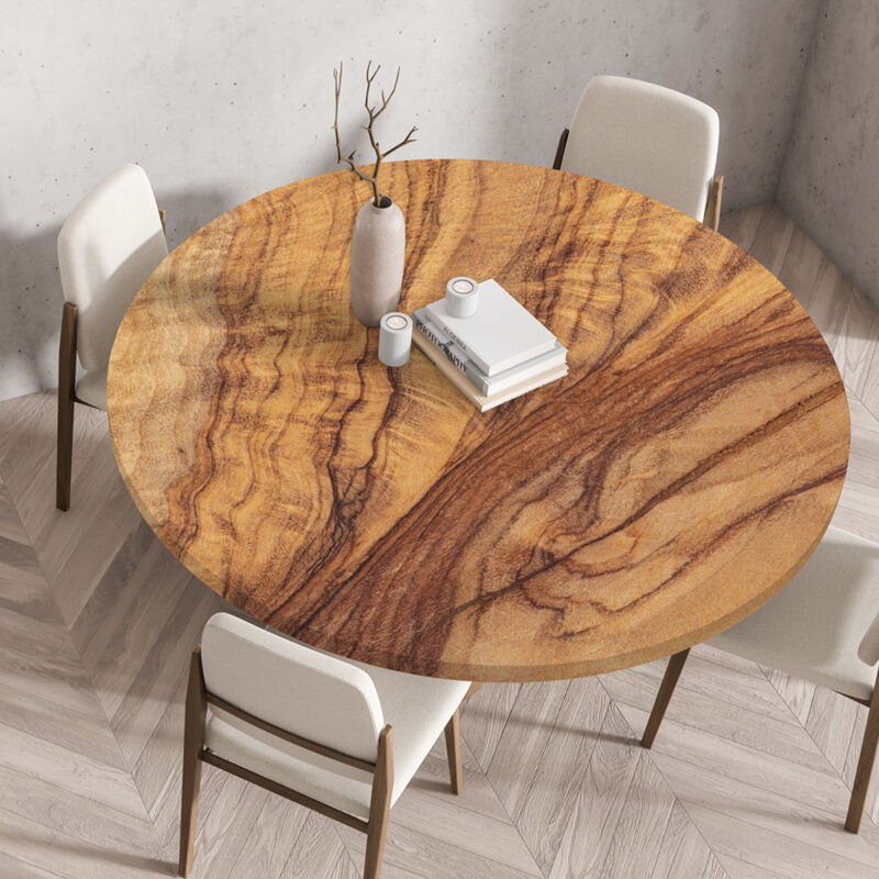 Gabrielle - Nappe Ronde 130 cm avec Bord Élastique, 3D Impermeable Nappe Anti Tache Exterieur Lavable Nappe de Table pour Cuisine Jardin (pour Le
