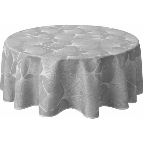 Nappe ronde 160 cm anti-taches déperlant en polyester gris – Entretien facile – Lavable jusqu'à 60°C – Sèche rapidement – Le Linge De Jules