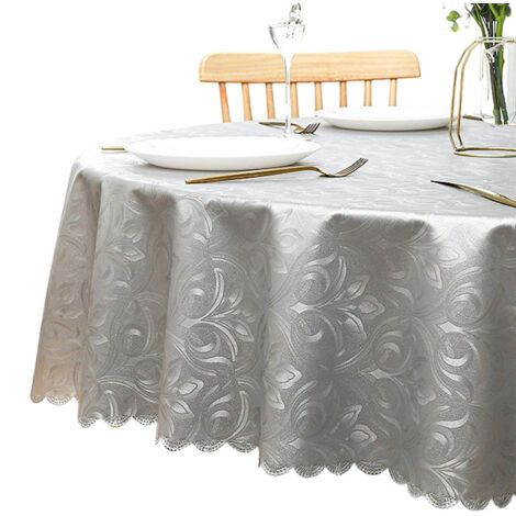 Nappe ronde, 160 cm, imperméable et écologique, style nordique, convient aux cuisines et salles à manger (grise).