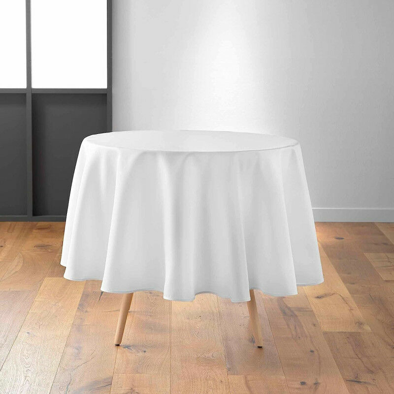 1001kdo - Nappe de table ronde uni 'Essentiel' - Blanc - d 180 cm - Livraison gratuite