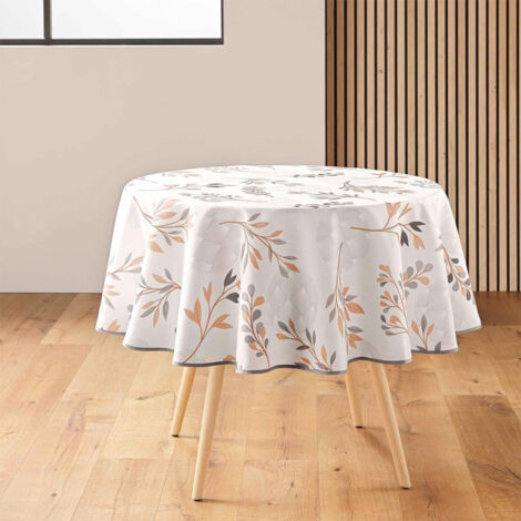 Nappe Ronde Antitache Imprimé "Manola" 180cm Naturel
