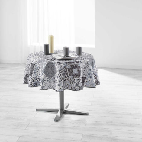 Nappe Ronde Antitache "Persane" 180cm Gris