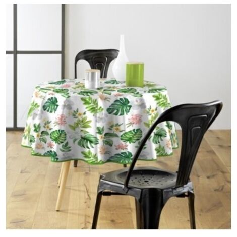 Nappe ronde avec motif végétal BALEARES, Ø 160 cm, en plastique