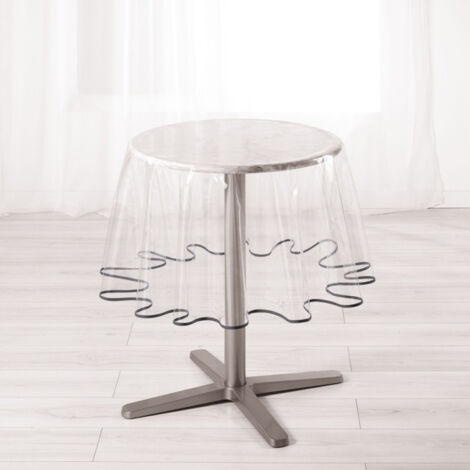 Nappe Ronde Cristal "Garden" 180cm Transparent & Gris