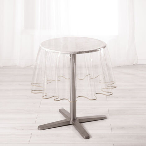 Nappe Ronde Cristal "Garden" 180cm Transparent & Taupe