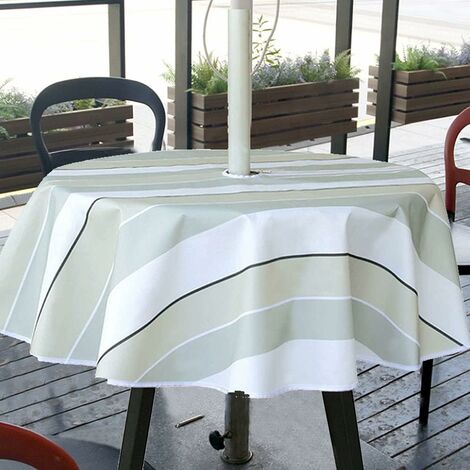 Nappe ronde de 150 cm avec trous de parasol, avec nappe extérieure à fermeture éclair, nappe de jardin imperméable en tissu Oxford 600D pour table de jardin