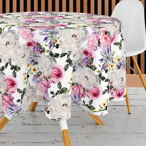 Nappe ronde décorative 140 cm - rose thé, polyester, élégante décoration de table